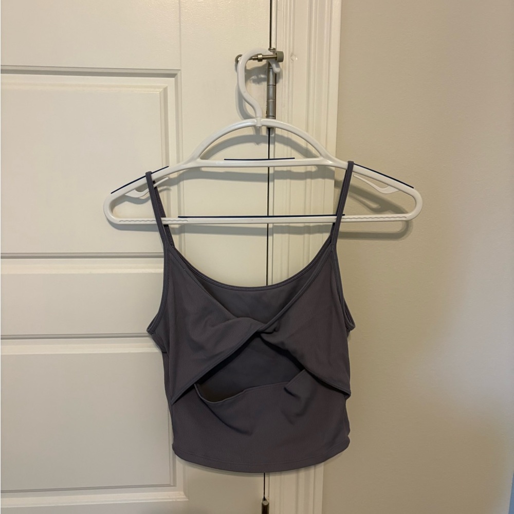 Women's Gray cutout crop tank Top